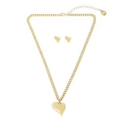 HEART PENDANT AND STUD SET GOLD