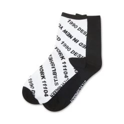 VERBIAGE CREW SOCK BLACK WHITE