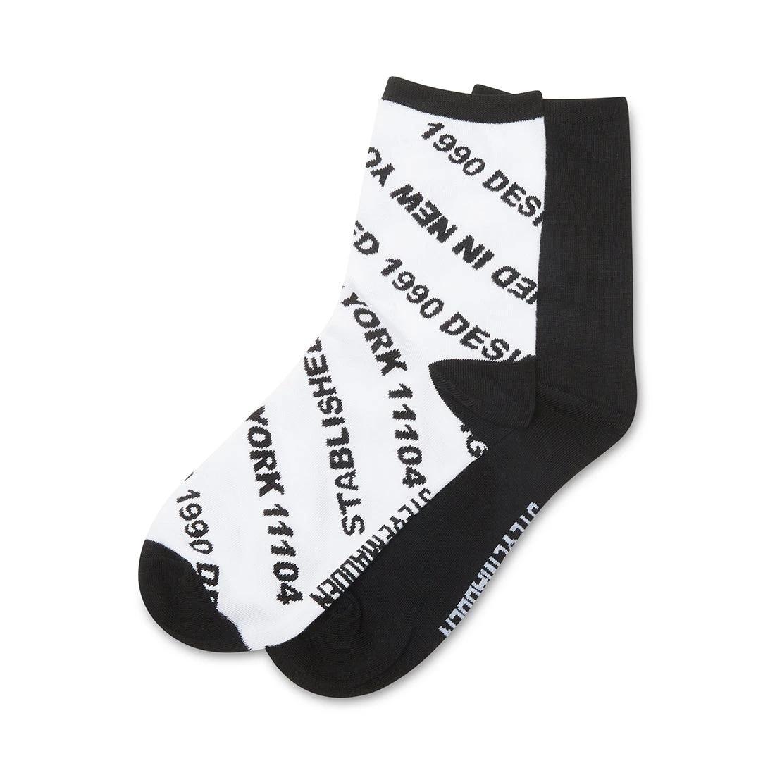 VERBIAGE CREW SOCK BLACK WHITE 3 VERBIAGE CREW SOCK BLACK WHITE