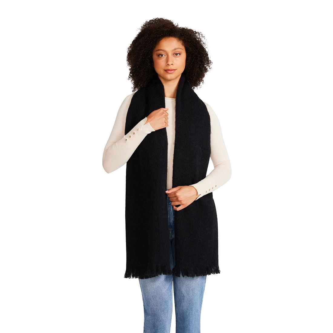 SOLID WOVEN SCARF BLACK 3 SOLID WOVEN SCARF BLACK