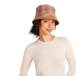 REVERSIBLE PLAID BUCKET HAT CAMEL FABRIC -Fashion Haven Shop STEVEMADDEN ACCESSORIES SMA 537 CAMEL 01 1