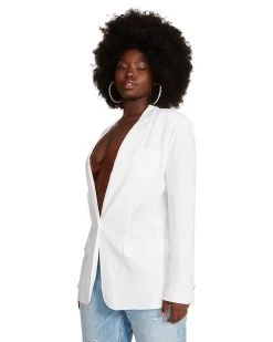 LINEN ON THE EDGE BLAZER WHITE -Fashion Haven Shop STEVEMADDEN APPAREL BM202672 WHITE 05