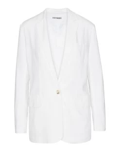 LINEN ON THE EDGE BLAZER WHITE -Fashion Haven Shop STEVEMADDEN APPAREL BM202672 WHITE GHOST