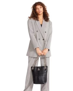 ISABELLA PLAID BLAZER BLACK -Fashion Haven Shop STEVEMADDEN APPAREL BM302745 BLACK 03