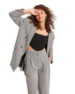 ISABELLA PLAID BLAZER BLACK -Fashion Haven Shop STEVEMADDEN APPAREL BM302745 BLACK 06