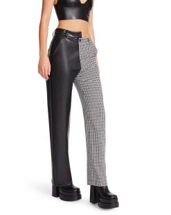 MACKENZIE HOUNDSTOOTH PANT WHITE -Fashion Haven Shop STEVEMADDEN APPAREL BM303284 WHITE 04