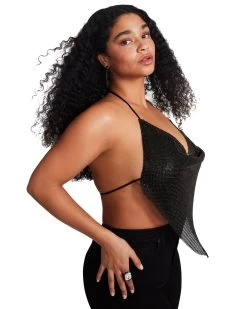 BARELY THERE RHINESTONE HALTER BLACK -Fashion Haven Shop STEVEMADDEN APPAREL RTW0063 BLACK LARGE 1309 1