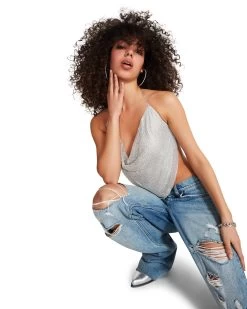 BARELY THERE RHINESTONE HALTER SILVER 17 BARELY THERE RHINESTONE HALTER SILVER -Fashion Haven Shop STEVEMADDEN APPAREL RTW0063 RHINESTONE 03 1