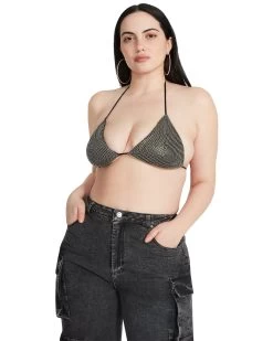 RHINESTONE BIKINI TOP BLACK