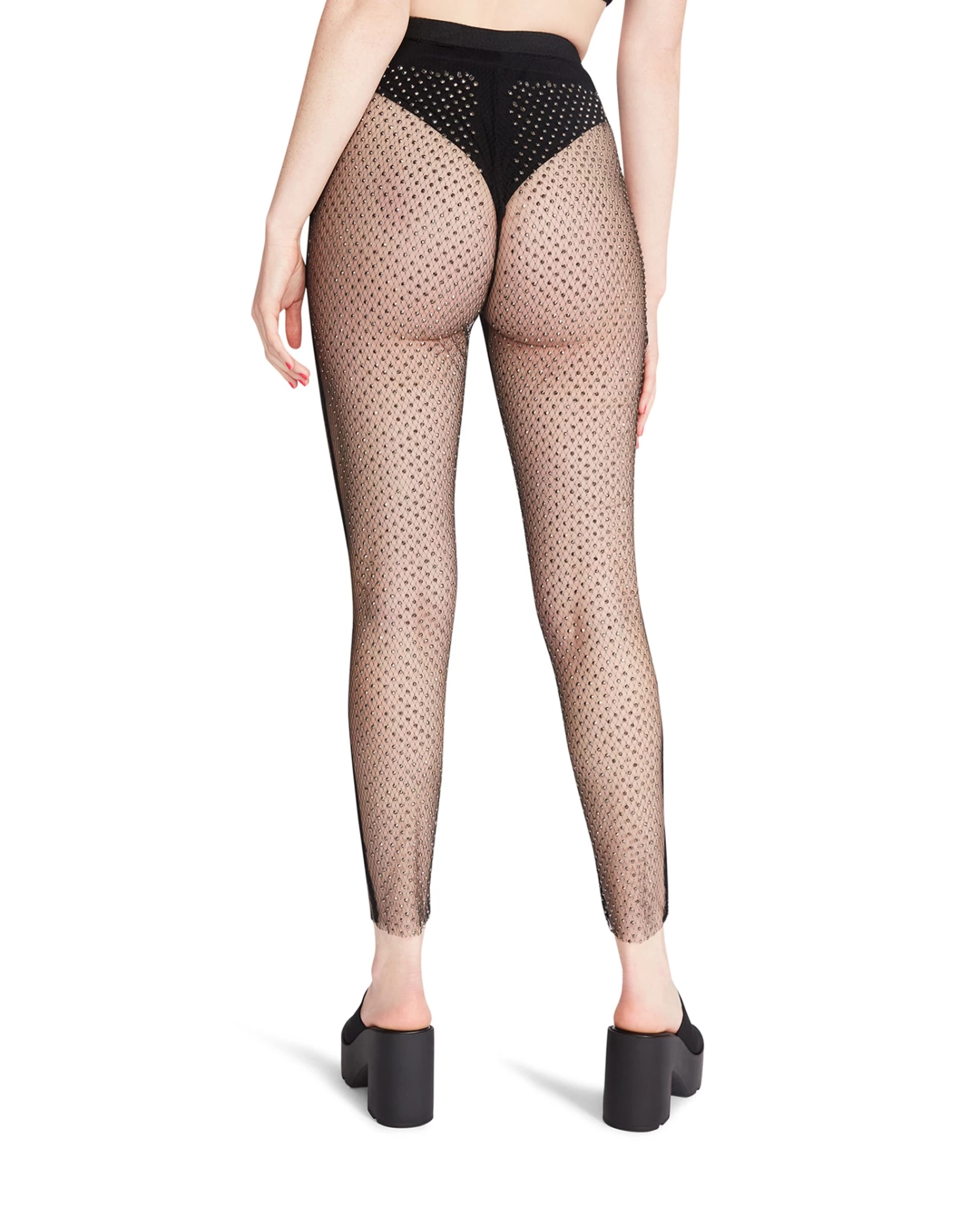 MESH RHINESTONE PANTS BLACK 9 MESH RHINESTONE PANTS BLACK - Image 7