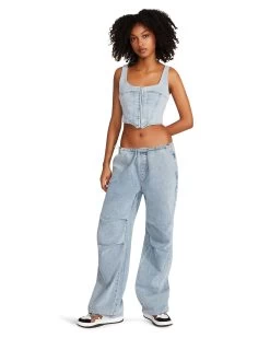 PIA PARACHUTE PANT DENIM FABRIC -Fashion Haven Shop STEVEMADDEN APPAREL RTW0326 DENIM 07